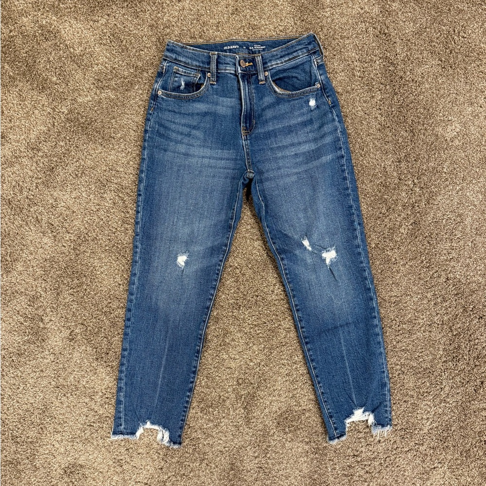 Old Navy Distressed High-Rise O.G. Straight Built-In Tough Jeans